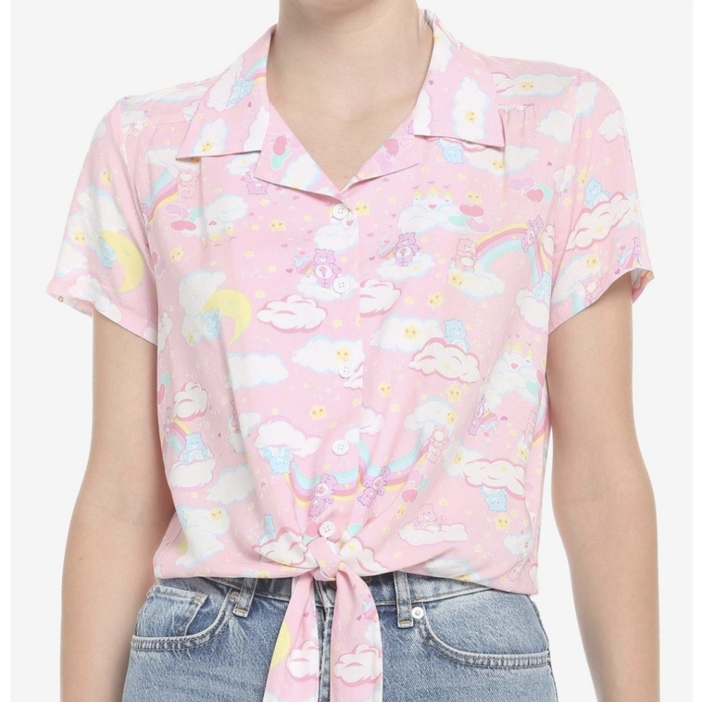 Care Bears Button Up Crop Top Size Small